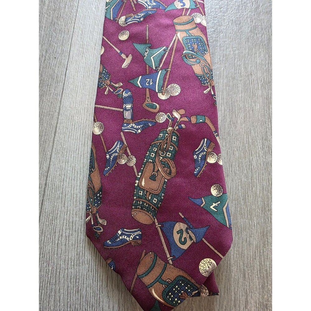 Bert Pitzer Club Polo & Golf Print Silk Tie